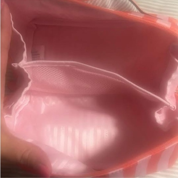 Victoria's Secret Coral Striped Cosmetic Bag Set - Picture 2 of 5
